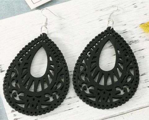 Wooden Lace Earrings