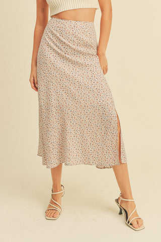 A-Line Midi Floral Skirt