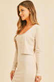 Ribbed Button Front Cardigan