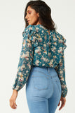Ruffled Sleeve Floral Top